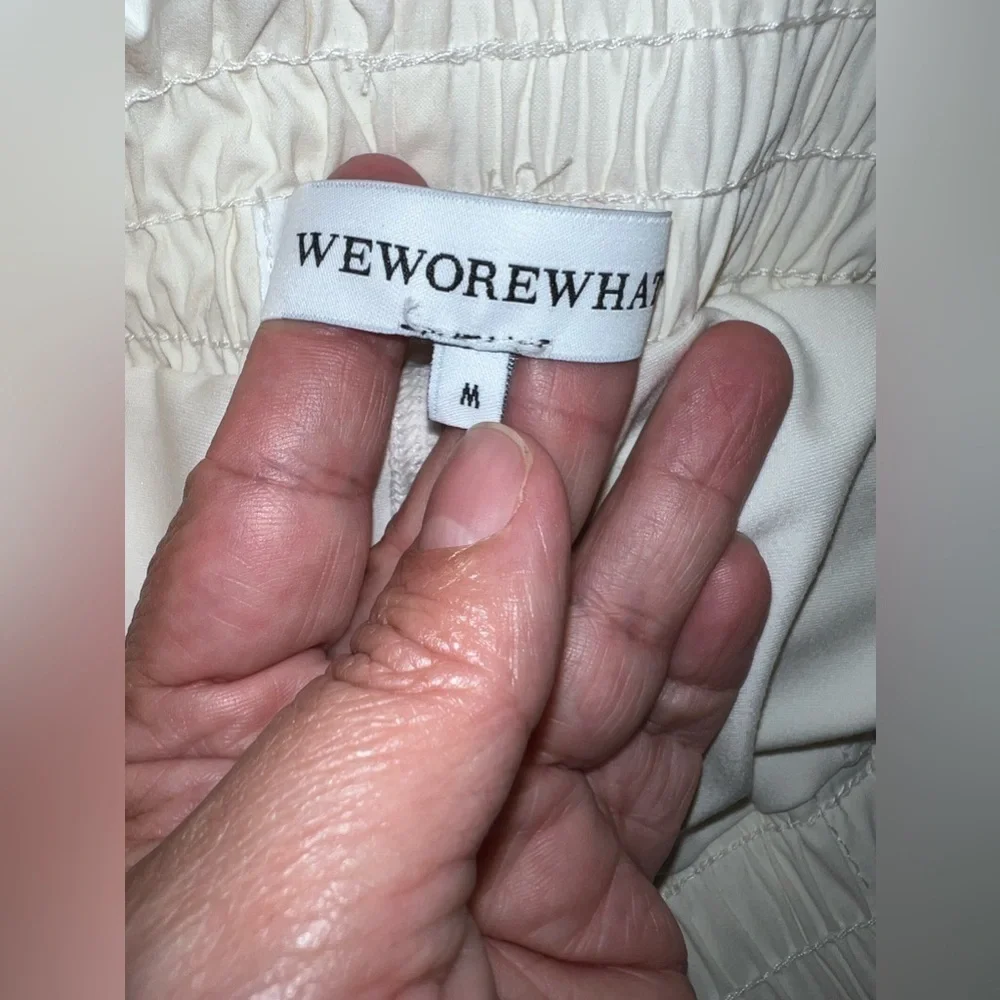 WEWOREWHAT Windbreaker Hi Waist Biker Shorts Off-White Size M